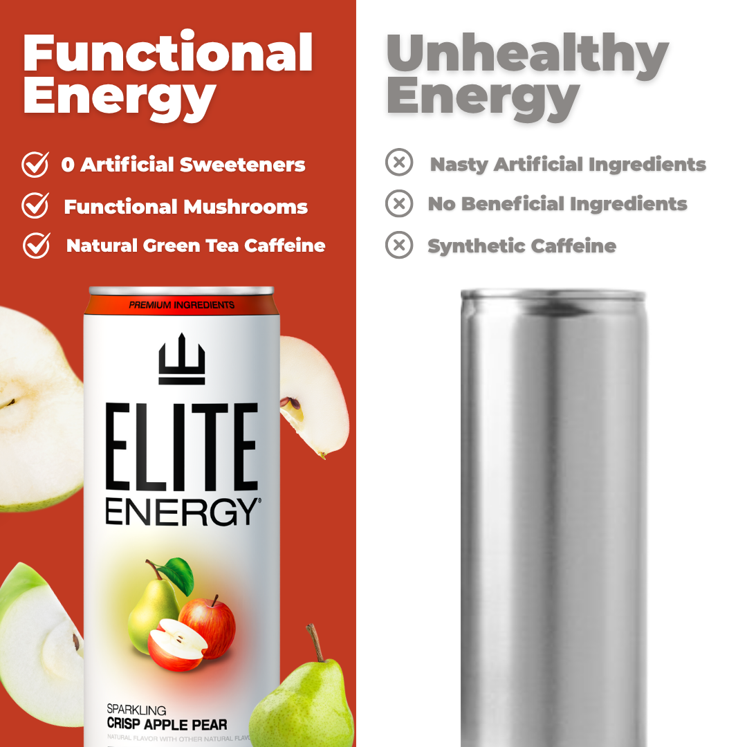 ELITE Energy Drink - CRISP APPLE PEAR (12 Pack) Comparison